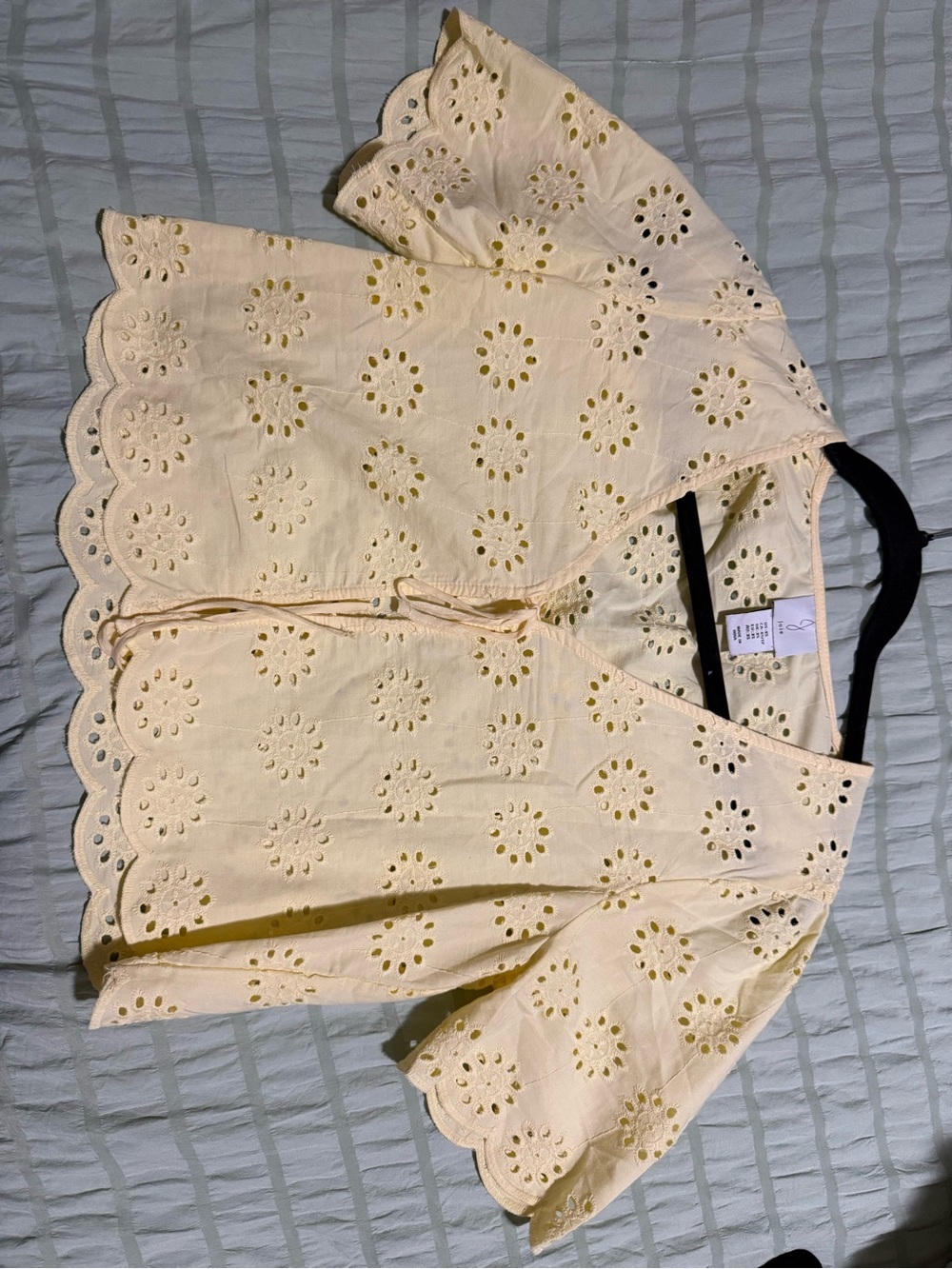 Marshalls Pale Yellow Eyelet Drawstring Cotton Blouse